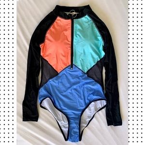 Women rash guard long sleeve one piece swimsuit